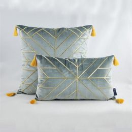 Velvet embroidered pillowcase (Color: Grey)