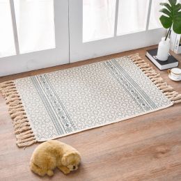Ethnic Style Handmade Cotton Hemp Retro Mat (Color: 4style)