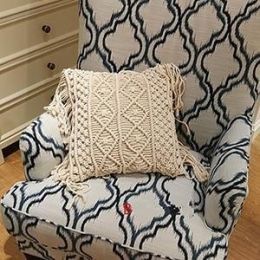 Bohemian Hand-woven Macrame Cotton Cushion Cover (Style: B)