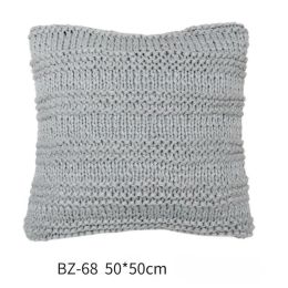 Handmade Wool Pillow Simple Modern American Country Nordic Style Imitation Leather Creative Cushion Cover (Color: BZ 68)