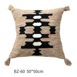 Handmade Wool Pillow Simple Modern American Country Nordic Style Imitation Leather Creative Cushion Cover (Color: BZ 60)
