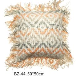 Handmade Wool Pillow Simple Modern American Country Nordic Style Imitation Leather Creative Cushion Cover (Color: BZ 44)