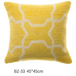 Handmade Wool Pillow Simple Modern American Country Nordic Style Imitation Leather Creative Cushion Cover (Color: BZ 33)