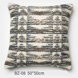 Handmade Wool Pillow Simple Modern American Country Nordic Style Imitation Leather Creative Cushion Cover (Color: BZ 08)