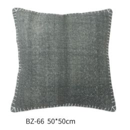 Handmade Wool Pillow Simple Modern American Country Nordic Style Imitation Leather Creative Cushion Cover (Color: BZ 66)