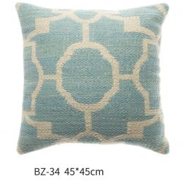 Handmade Wool Pillow Simple Modern American Country Nordic Style Imitation Leather Creative Cushion Cover (Color: BZ 34)