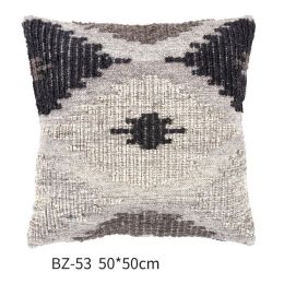 Handmade Wool Pillow Simple Modern American Country Nordic Style Imitation Leather Creative Cushion Cover (Color: BZ 53)