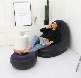 Lazy Bean Bag with Inflatable Folding Sofa (Color: Blue sofa one set)