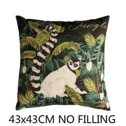 Madagascar, Jungle Animal Cushion Cover in Lush Green (Color: A)