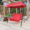 2-Seat Outdoor Patio Porch Swing Chair, Porch Lawn Swing With Removable Cushion