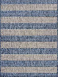 Home Decor Indoor/Outdoor Accent Rug Natural Stylish Classic Pattern Design (Color: Grey & Blue)