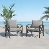 Patio Furniture Metal Arm Chair,2 PCS Garden Outdoor Contemporary Sofa Metal Chair with Cushions