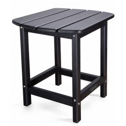 Outdoor Side Table,Weather Resistant Coffee End Table for Patio,Easy to Assemble (Color: Black)