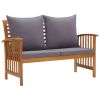 Garden Bench with Cushions 46.9" Solid Acacia Wood