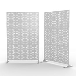 6.5 ft. H x 4 ft. WPatio Laser Cut Metal Privacy Screen, 24"*48"*3 panels (Color: White)
