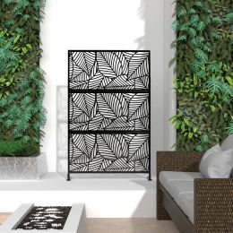 6.5 ft. H x 4 ft. W Patio Laser Cut Metal Privacy Screen, 24"*48"*3 panels (Color: Black)