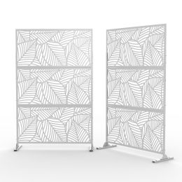 6.5 ft. H x 4 ft. W Patio Laser Cut Metal Privacy Screen, 24"*48"*3 panels (Color: White)
