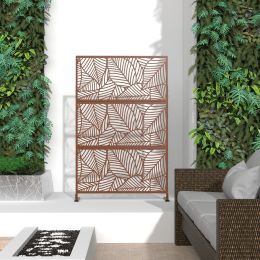 6.5 ft. H x 4 ft. W Patio Laser Cut Metal Privacy Screen, 24"*48"*3 panels (Color: Brown)