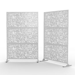 6.5 ft. H x 4 ft. W Outdoor Laser Cut Metal Privacy Screen, 24"*48"*3 panels (Color: White)