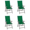 Patio Reclining Chairs 4 pcs with Cushions Solid Acacia Wood
