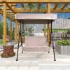 2-Seat Outdoor Patio Porch Swing Chair, Porch Lawn Swing With Removable Cushion And Convertible Canopy, Brown Red