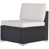Outdoor Garden Patio Furniture 7-Piece PE Rattan Wicker Sectional Cushioned Sofa Sets with 2 Pillows and Coffee Table