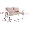 Outdoor Metal Loveseat with Cushions, All-Weather Outdoor Black Metal 2 Seats Sofa Couch with Cushions