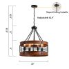 Modern American luxury chandelier E26 white wooden retro round chandelier 6 bulbs, without bulbs