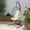 Hanging Wicker Egg Chair with Stand and Cushion