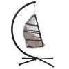 Outdoor Patio C Type Bracket Wicker Folding Hanging Chair With Cushion And Pillow