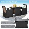3 Pieces Patio Rattan Furniture Set with Cushion and Sofa Armrest