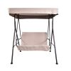 2-Seat Outdoor Patio Porch Swing Chair, Porch Lawn Swing With Removable Cushion And Convertible Canopy, Brown Red