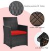 3 Pieces Patio Rattan Furniture Set with Cushion and Sofa Armrest