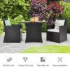 3 Pieces Patio Rattan Furniture Set with Cushion and Sofa Armrest