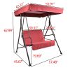 2-Seat Outdoor Patio Porch Swing Chair, Porch Lawn Swing With Removable Cushion And Convertible Canopy, Brown Red
