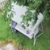 Outdoor Patio 3seater Metal Swing Chair Swing bed with Cushion and Adjustable Canopy Champagne Color