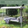 Outdoor Patio 3seater Metal Swing Chair Swing bed with Cushion and Adjustable Canopy Champagne Color