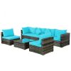 7 Pieces Rattan Sectional Sofa Set with Cushion for Patio Garden