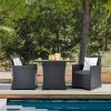 3 Pieces Patio Rattan Furniture Set with Cushion and Sofa Armrest
