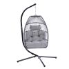Outdoor Patio Wicker Folding Hanging Chair,Rattan Swing Hammock Egg Chair With Cushion And Pillow