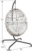 Patio Wicker Swing Egg Chair Basket Rattan Teardrop Hanging Lounge Chair with Stand and Cushions