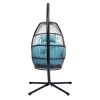 Outdoor Patio C Type Bracket Wicker Folding Hanging Chair With Cushion And Pillow