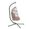 Outdoor Patio Wicker Folding Hanging Chair,Rattan Swing Hammock Egg Chair With Cushion And Pillow