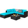 6 Pieces Outdoor Patio Rattan Furniture Set
