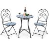 Patio Pool And Garden Lawn Mosaic Floral Pattern Bistro Round Table