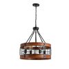 Modern American luxury chandelier E26 white wooden retro round chandelier 6 bulbs, without bulbs