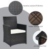 3 Pieces Patio Rattan Furniture Set with Cushion and Sofa Armrest