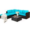 6 Pieces Outdoor Patio Rattan Furniture Set