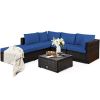 6 Pieces Outdoor Patio Rattan Furniture Set