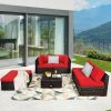 6 Pieces Outdoor Patio Rattan Furniture Set